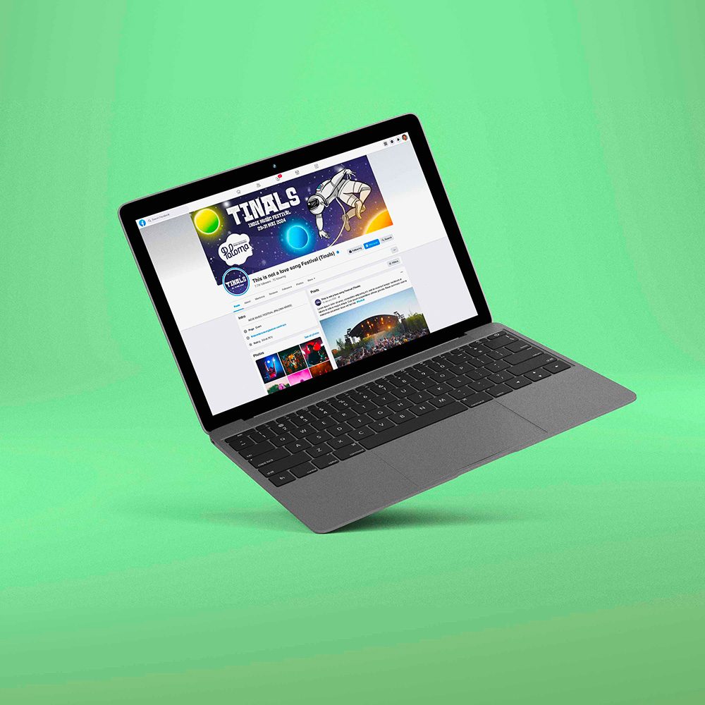 Mac book Page Facebook fond vert